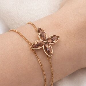 NWT Tahari Rose Gold Floral Crystal Slider Bracelet ✨ Gift Ready